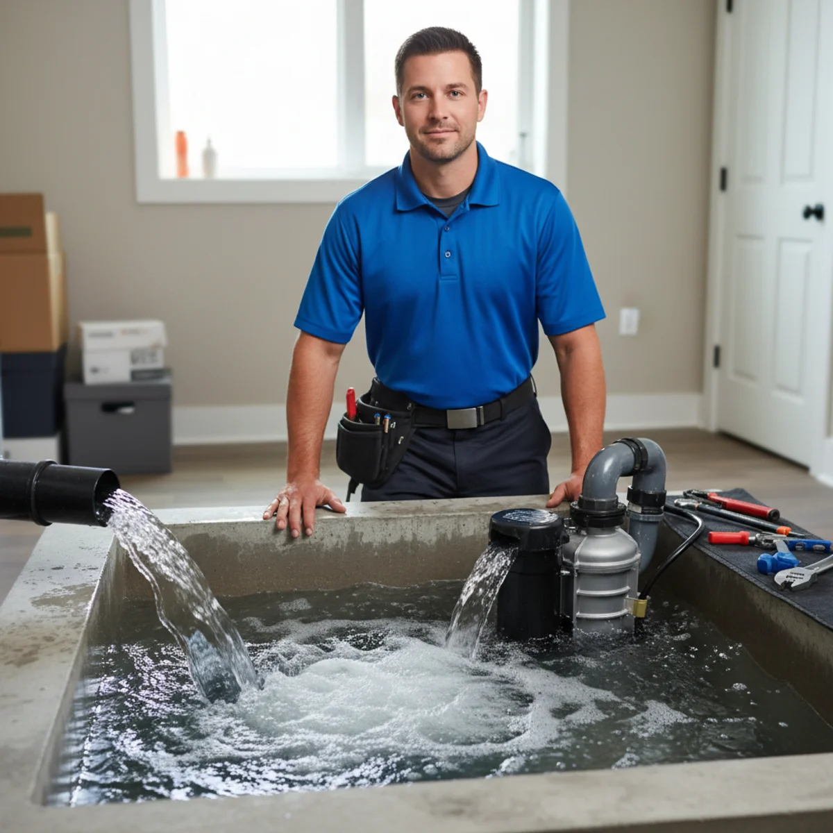 Sump pump running in a full basin