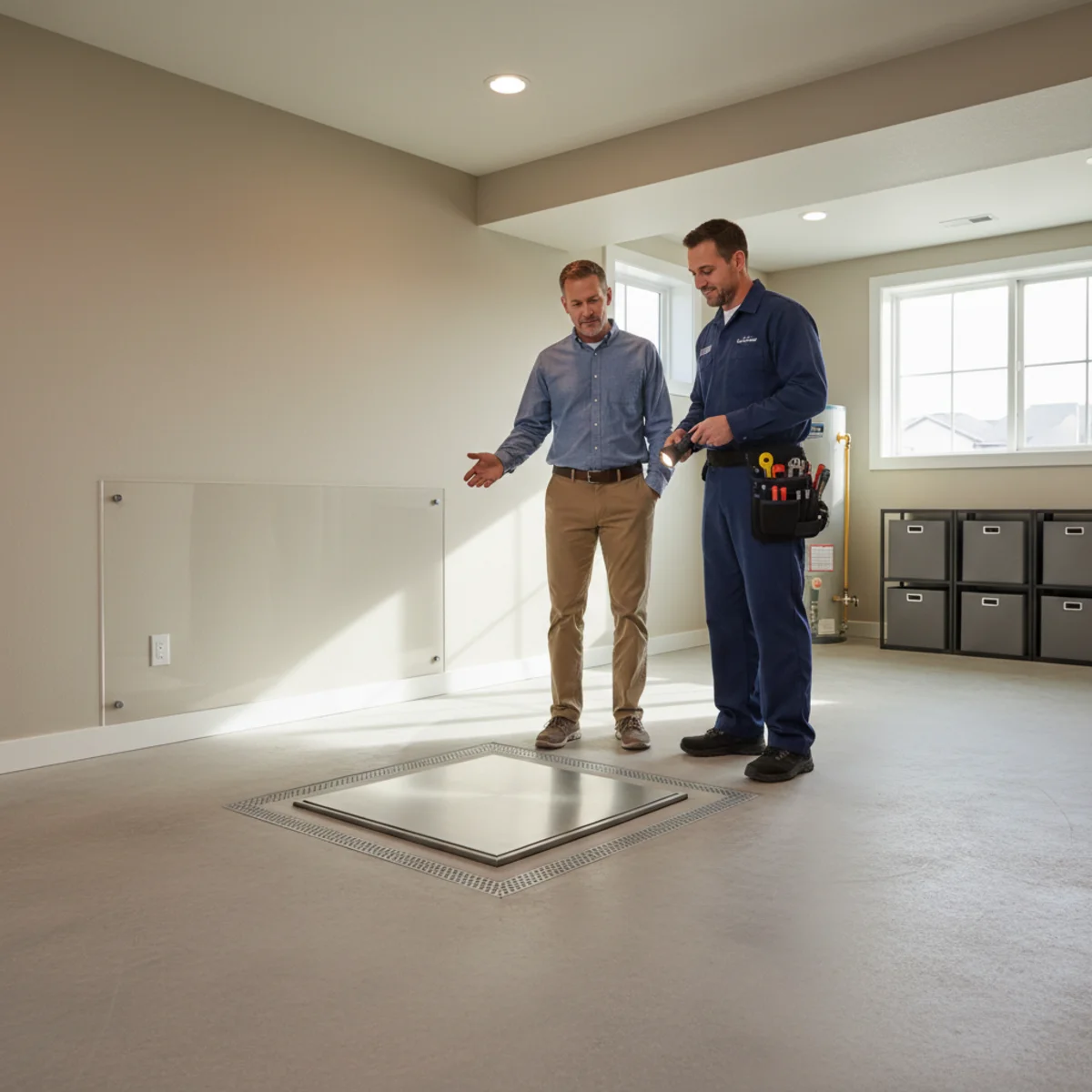 A dry, finished basement protected by a sump pump system in Littleton, CO